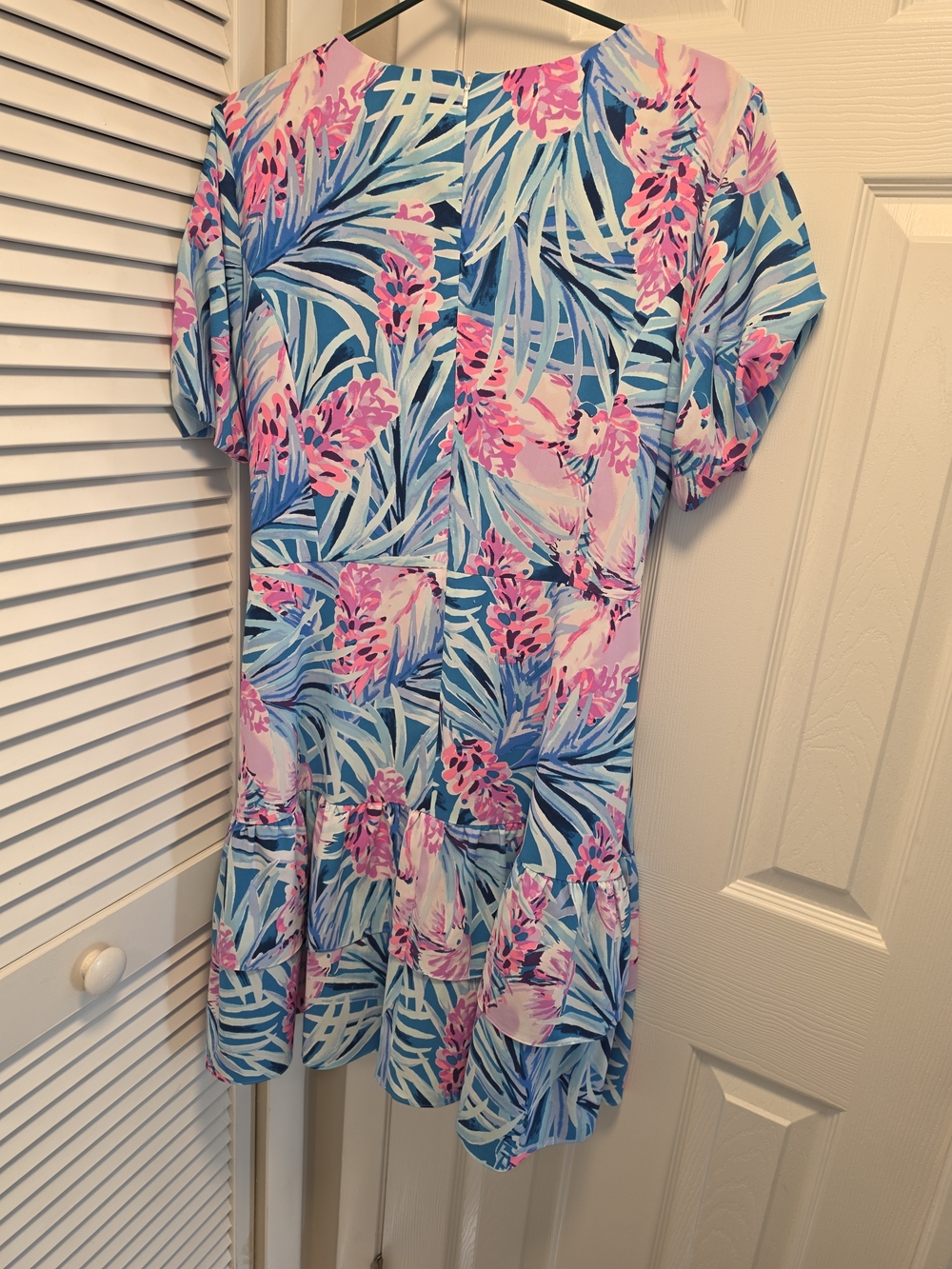 Lilly Pulitzer Blue & Pink Tropical Wrap One-Piece - Picture 3 of 4